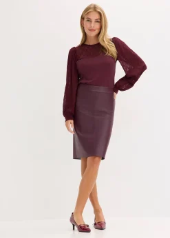 bonprix Jupe crayon en suédine, longueur genou|Femme Jupes