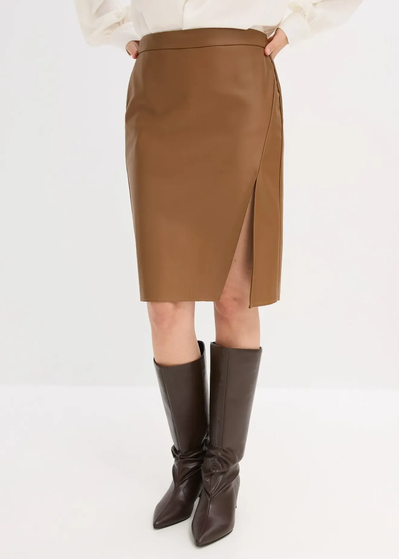 bonprix Jupe crayon enduite|Femme Jupes