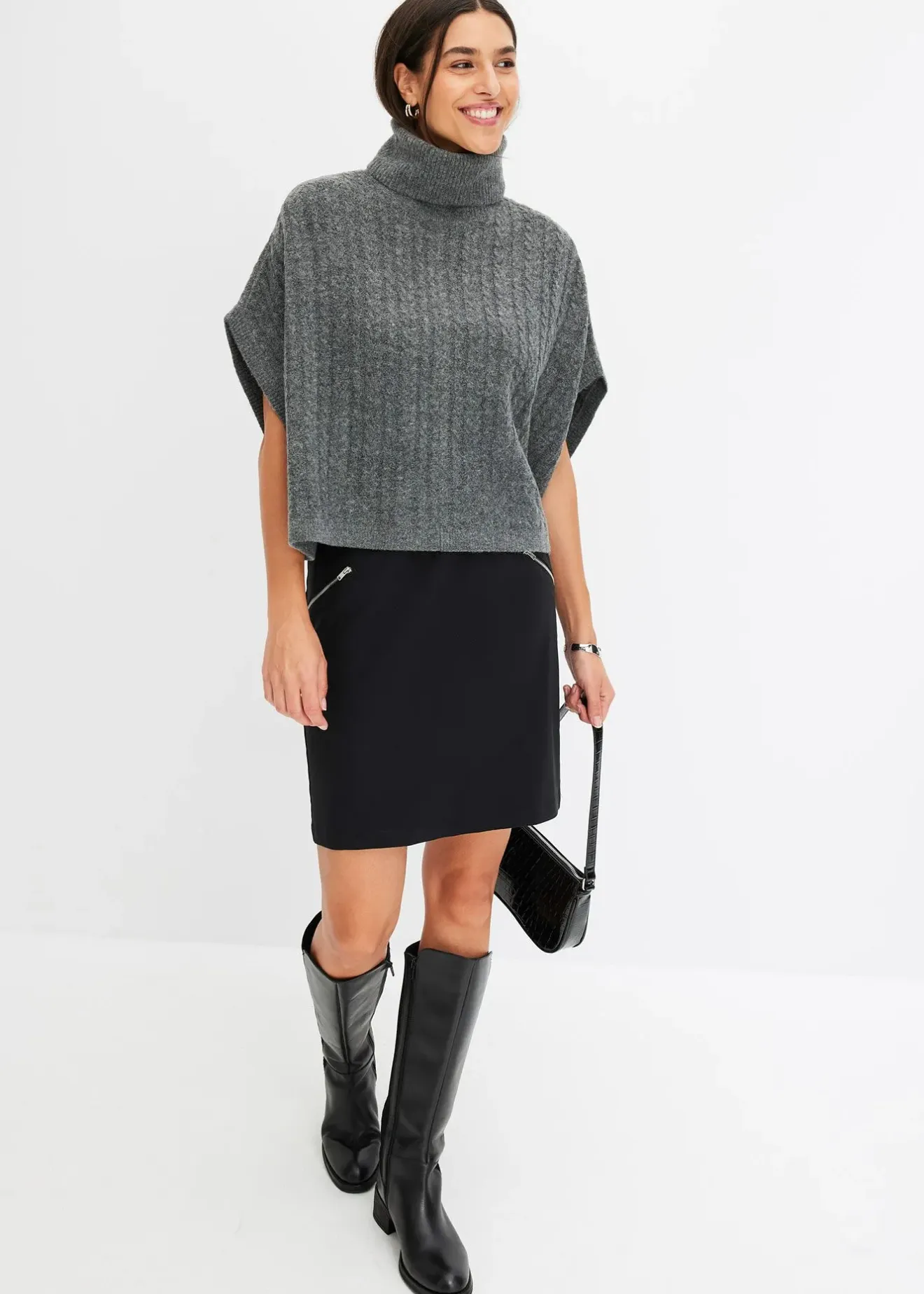 Femme bonprix Jupes|Jupe en bengaline à poches zippées