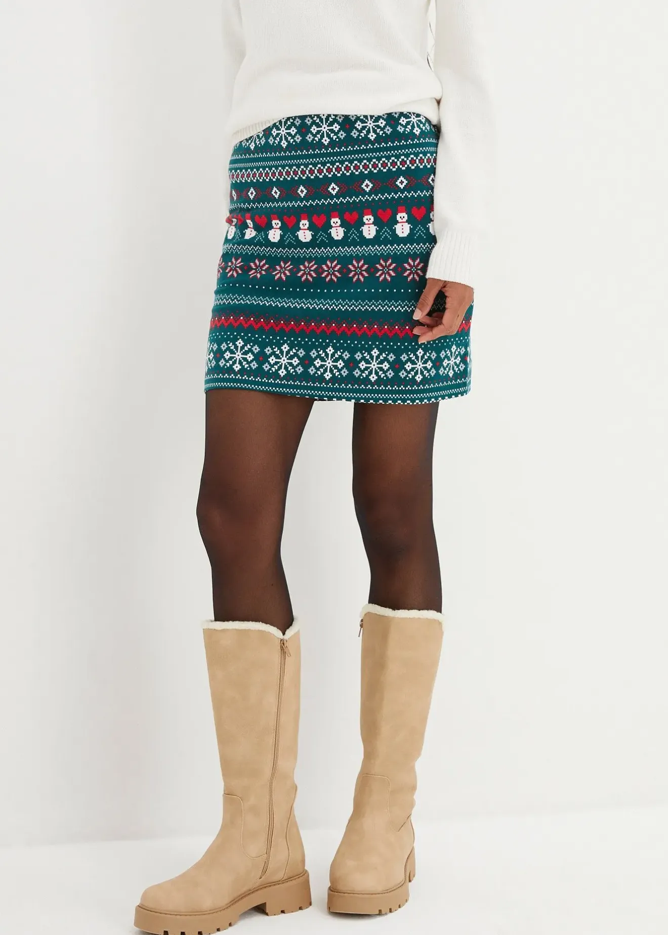 Femme bonprix Jupes|Jupe en coton extensible à imprimé norvégien