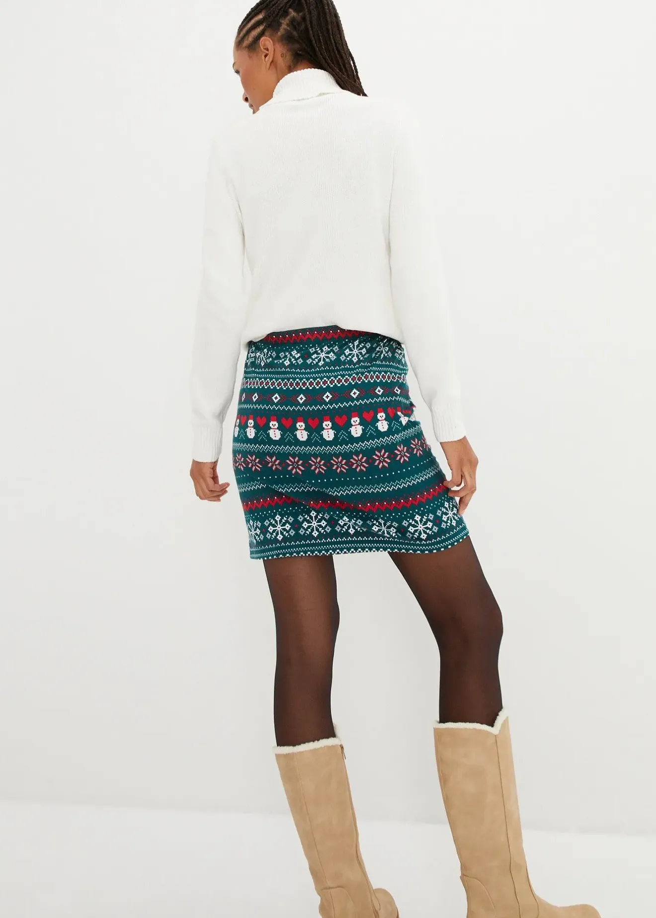 Femme bonprix Jupes|Jupe en coton extensible à imprimé norvégien