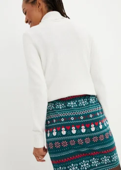 Femme bonprix Jupes|Jupe en coton extensible à imprimé norvégien