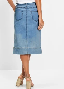 Femme bonprix Jupes|Jupe en jean à boutons