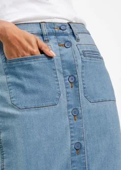 Femme bonprix Jupes|Jupe en jean à boutons
