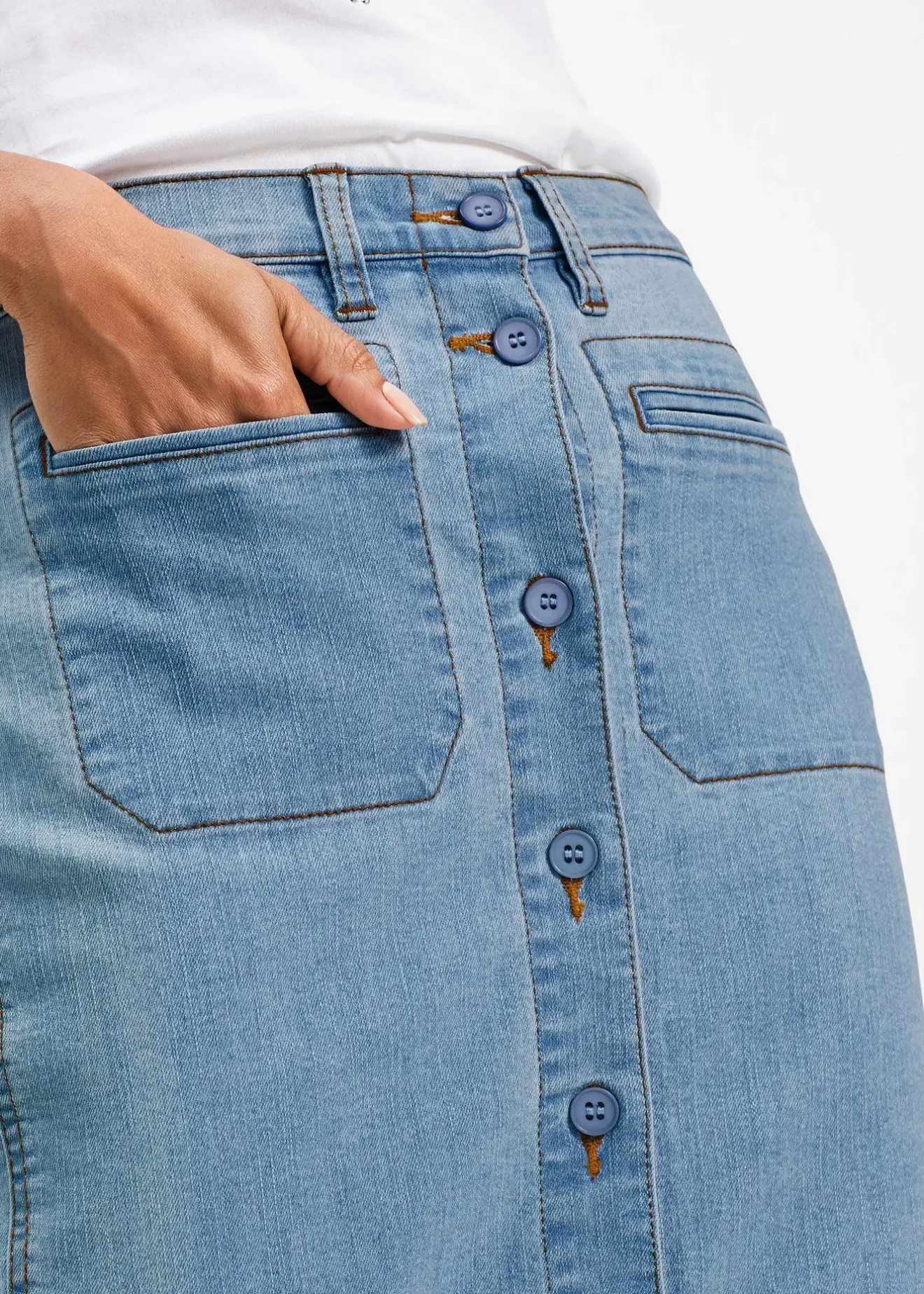 Femme bonprix Jupes|Jupe en jean à boutons