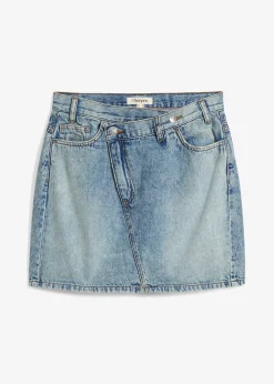 Femme bonprix Jupes|Jupe en jean à fermeture décalée asymétrique