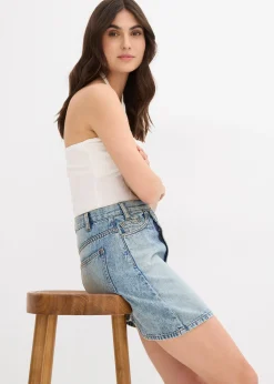 Femme bonprix Jupes|Jupe en jean à fermeture décalée asymétrique