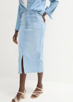 Femme bonprix Jupes|Jupe en jean avec fente