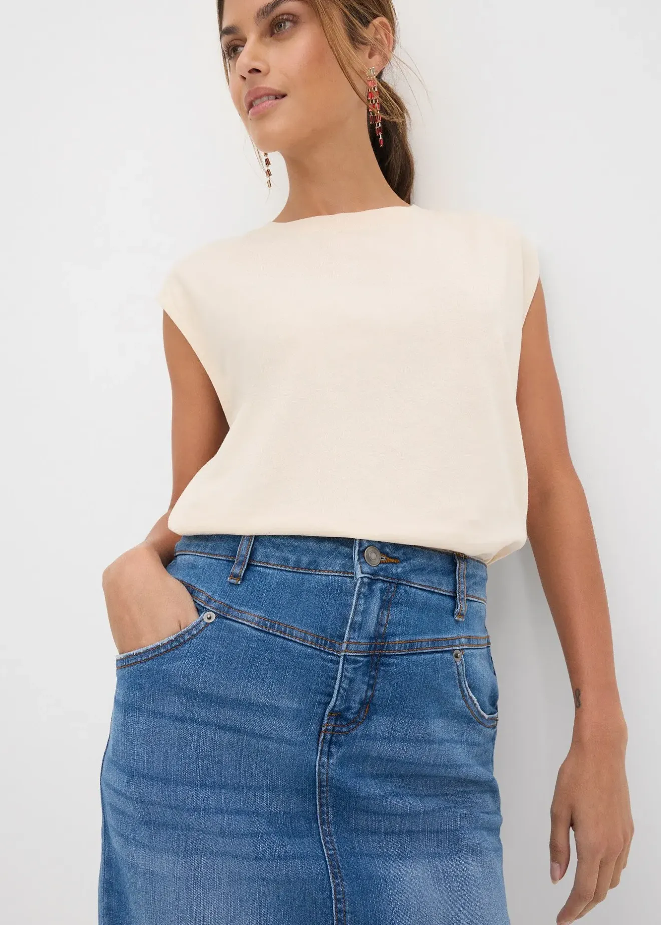 bonprix Jupe en jean extensible|Femme Jupes