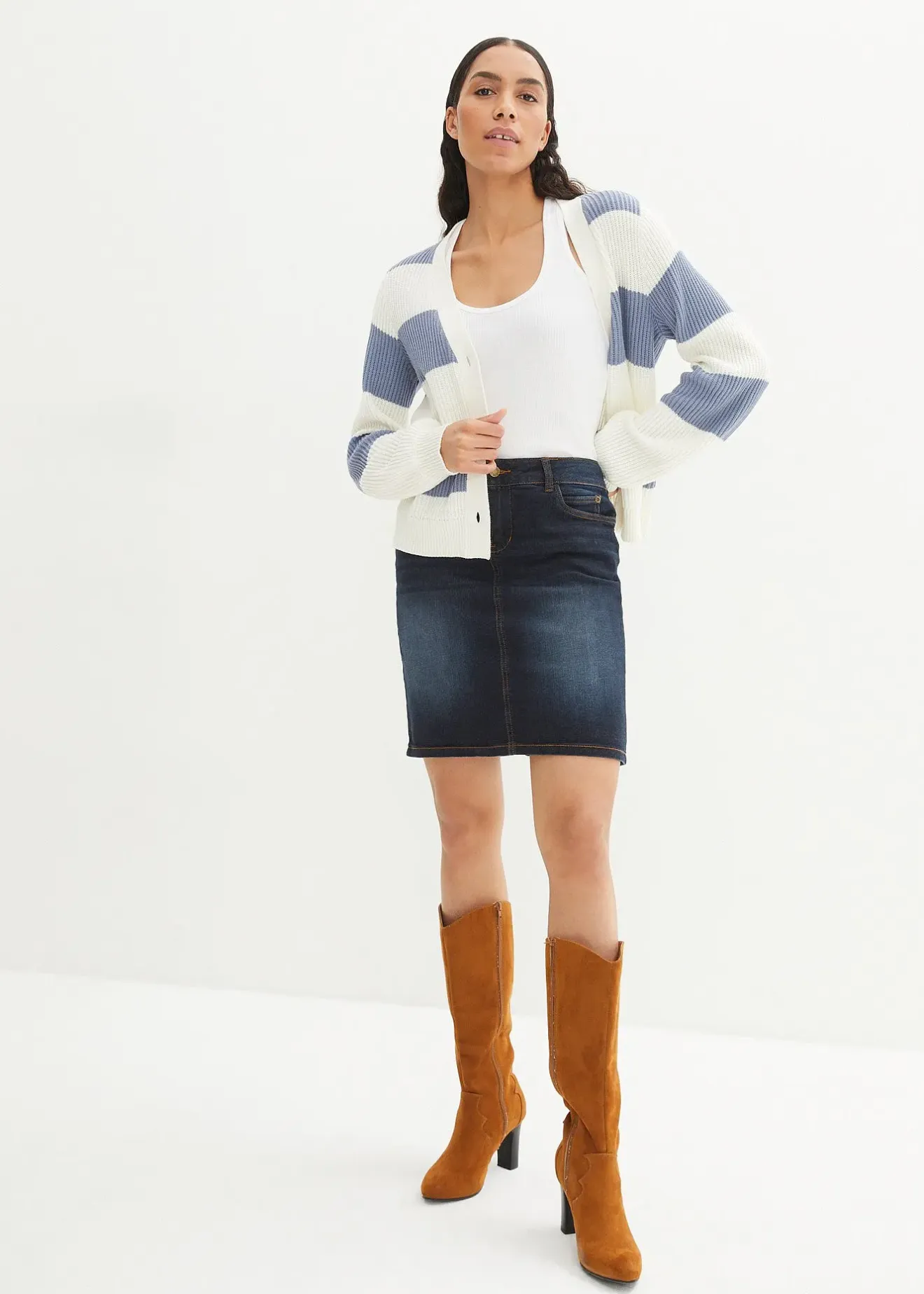 bonprix Jupe en jean extensible|Femme Jupes