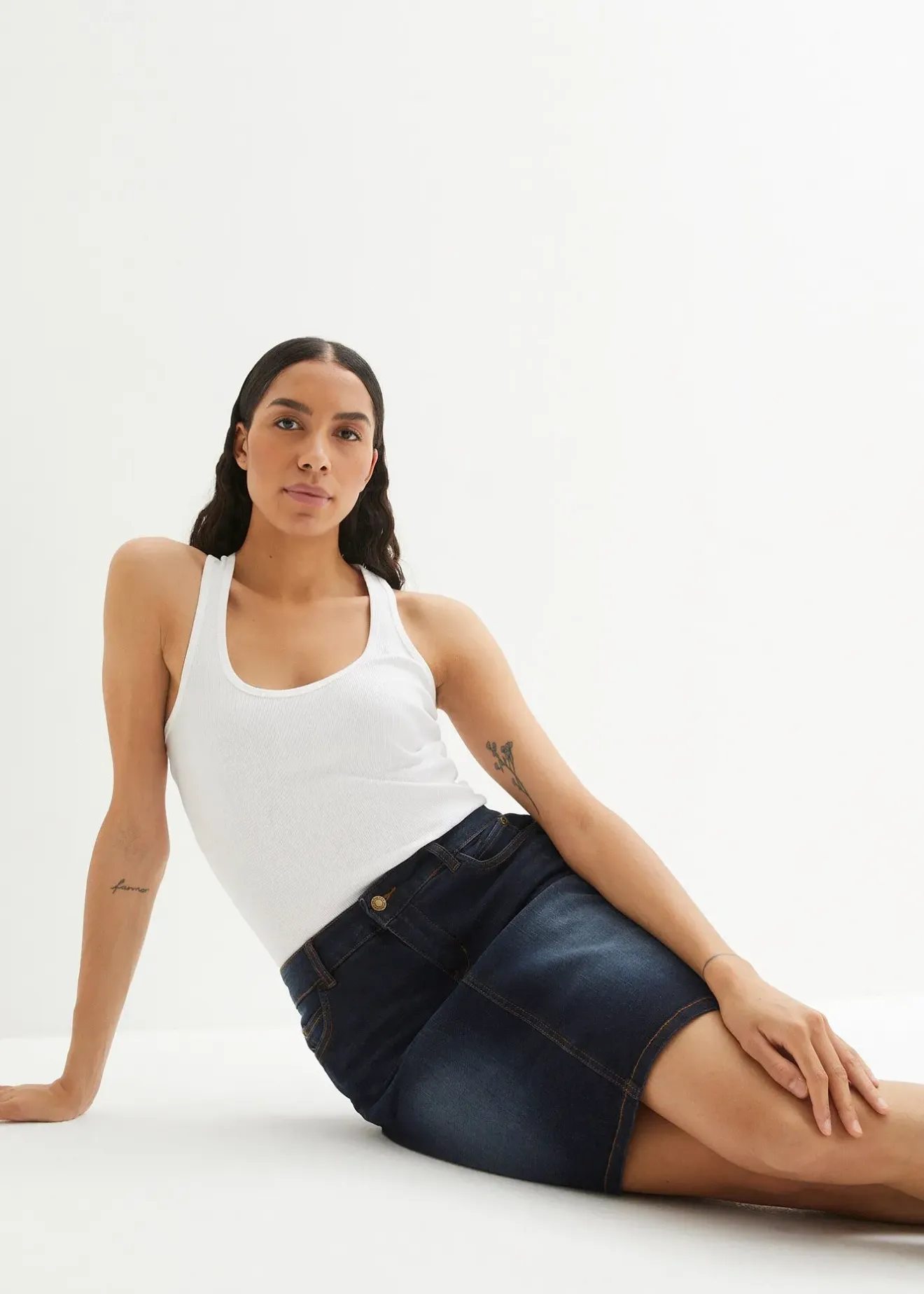 bonprix Jupe en jean extensible|Femme Jupes