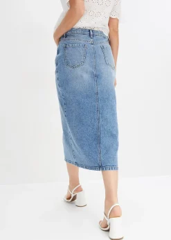 Femme bonprix Jupes|Jupe en jean fendue devant