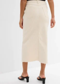 Femme bonprix Jupes|Jupe en jean fendue devant