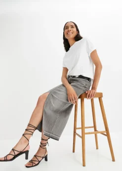 bonprix Jupe en jean fendue devant|Femme Jupes