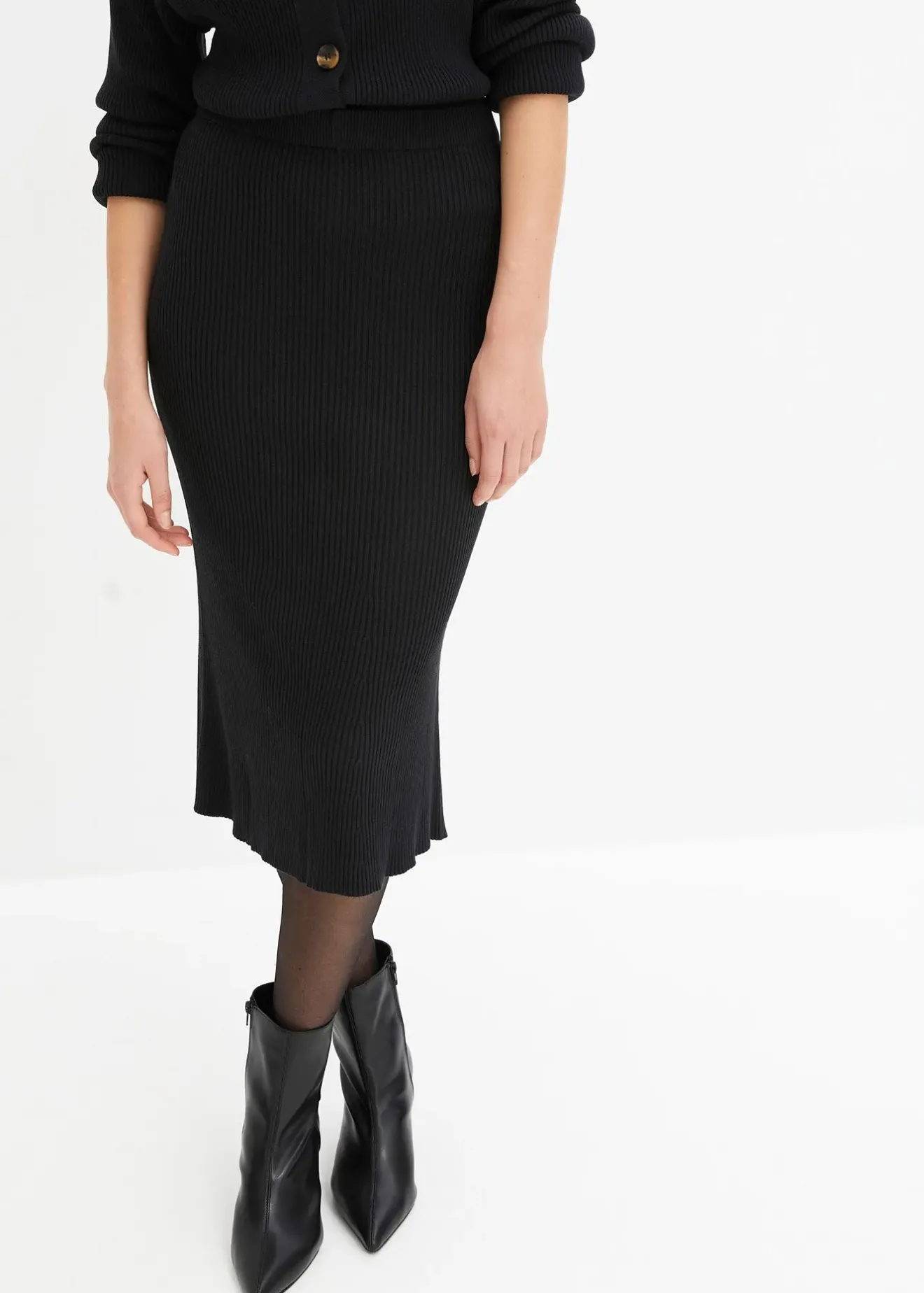 bonprix Jupe en maille côtelée, viscose majoritaire|Femme Jupes