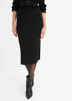 bonprix Jupe en maille côtelée, viscose majoritaire|Femme Jupes