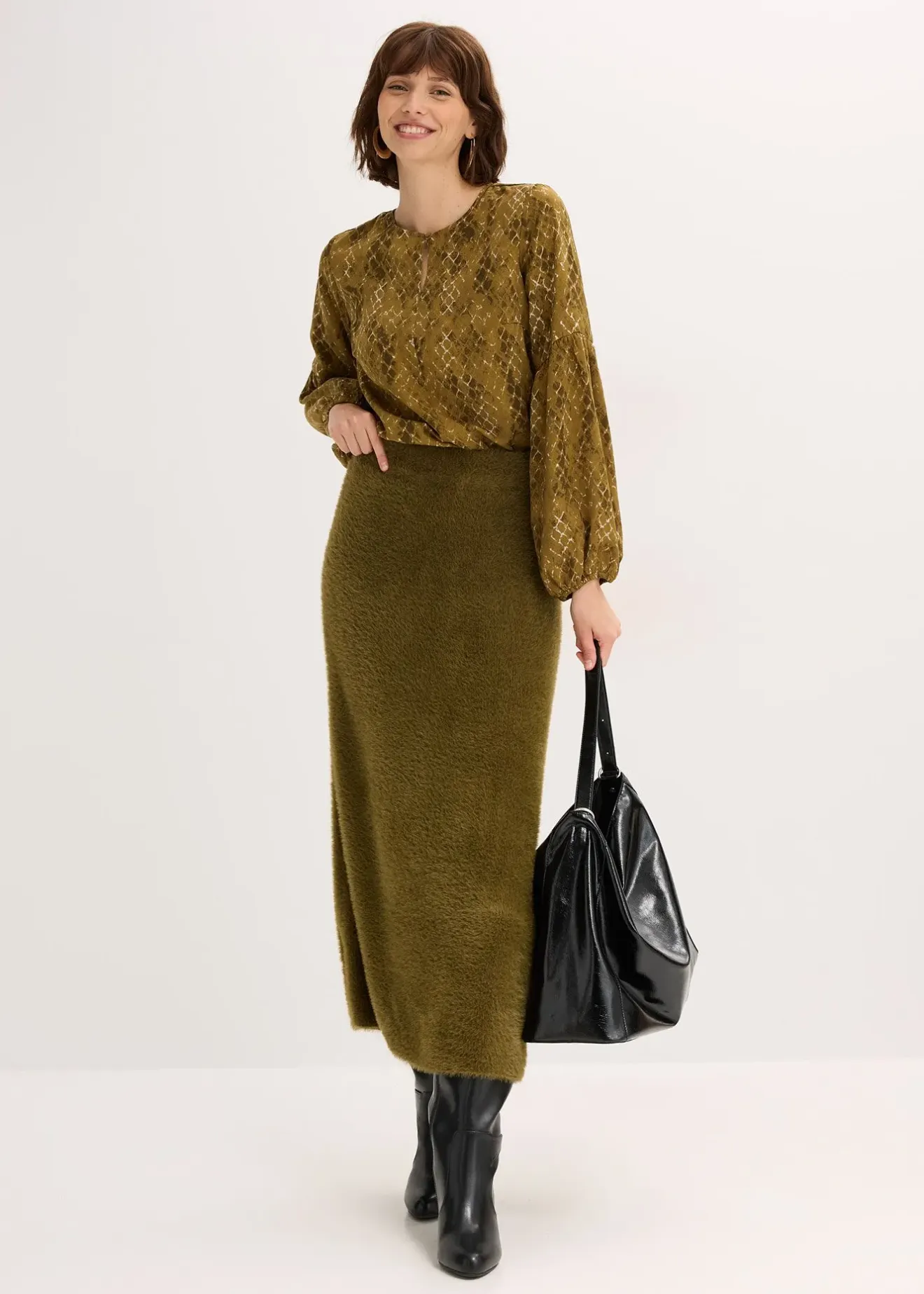 bonprix Jupe en maille poilue toute douce|Femme Jupes