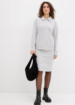 bonprix Jupe en sweat à rivets|Femme Jupes|Sweats