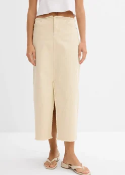 Femme bonprix Jupes|Jupe en twill avec franges