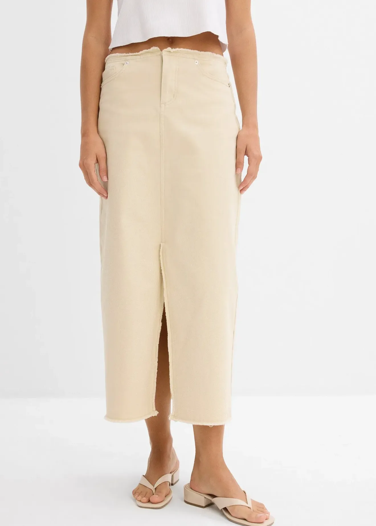 Femme bonprix Jupes|Jupe en twill avec franges