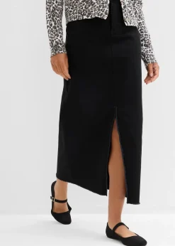 bonprix Jupe en twill avec franges|Femme Jupes