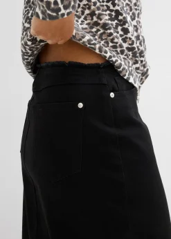 bonprix Jupe en twill avec franges|Femme Jupes