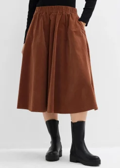 bonprix Jupe en velours côtelé, coton extensible|Femme Jupes