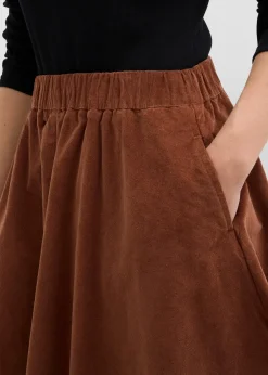 bonprix Jupe en velours côtelé, coton extensible|Femme Jupes