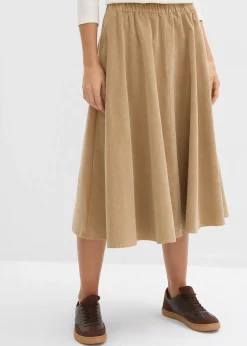 Femme bonprix Jupes|Jupe en velours côtelé, coton extensible