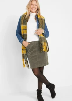 bonprix Jupe en velours côtelé extensible à ceinture élastiquée|Femme Jupes