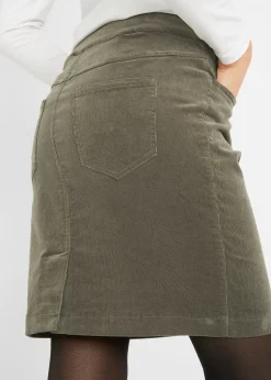 bonprix Jupe en velours côtelé extensible à ceinture élastiquée|Femme Jupes