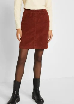 Femme bonprix Jupes|Jupe en velours côtelé extensible à ceinture élastiquée