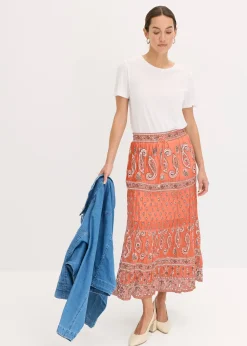 bonprix Jupe longue 100% coton|Femme Jupes