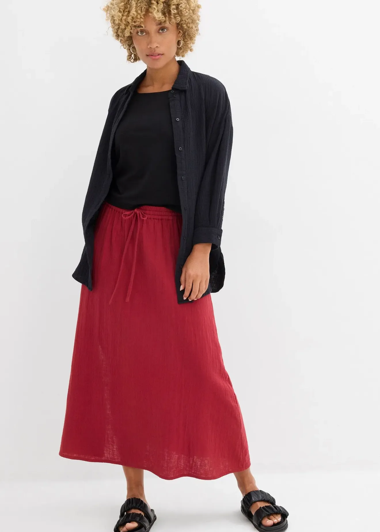 bonprix Jupe longue en gaze de coton|Femme Jupes