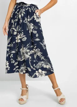 bonprix Jupe longue en viscose avec taille élastique et lien à nouer|Femme Jupes