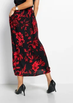 Femme bonprix Jupes|Jupe longue en viscose avec taille élastique et lien à nouer