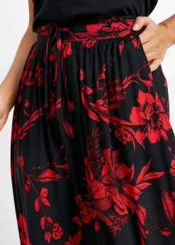 Femme bonprix Jupes|Jupe longue en viscose avec taille élastique et lien à nouer