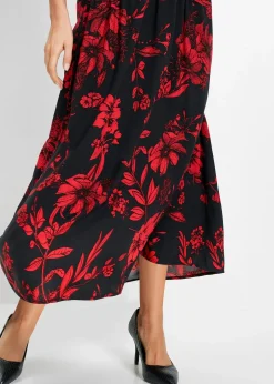 Femme bonprix Jupes|Jupe longue en viscose avec taille élastique et lien à nouer