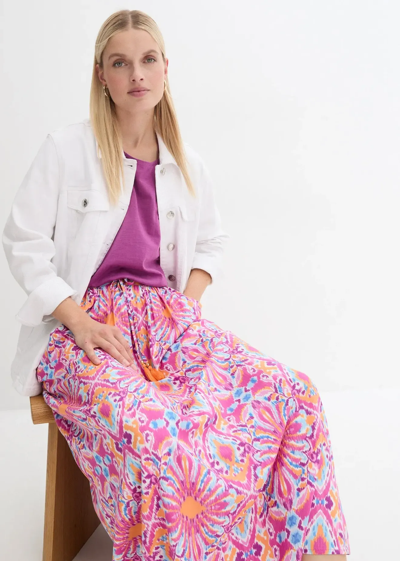 bonprix Jupe longue en viscose fluide|Femme Jupes