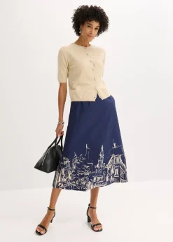 bonprix Jupe midi 100% coton|Femme Jupes