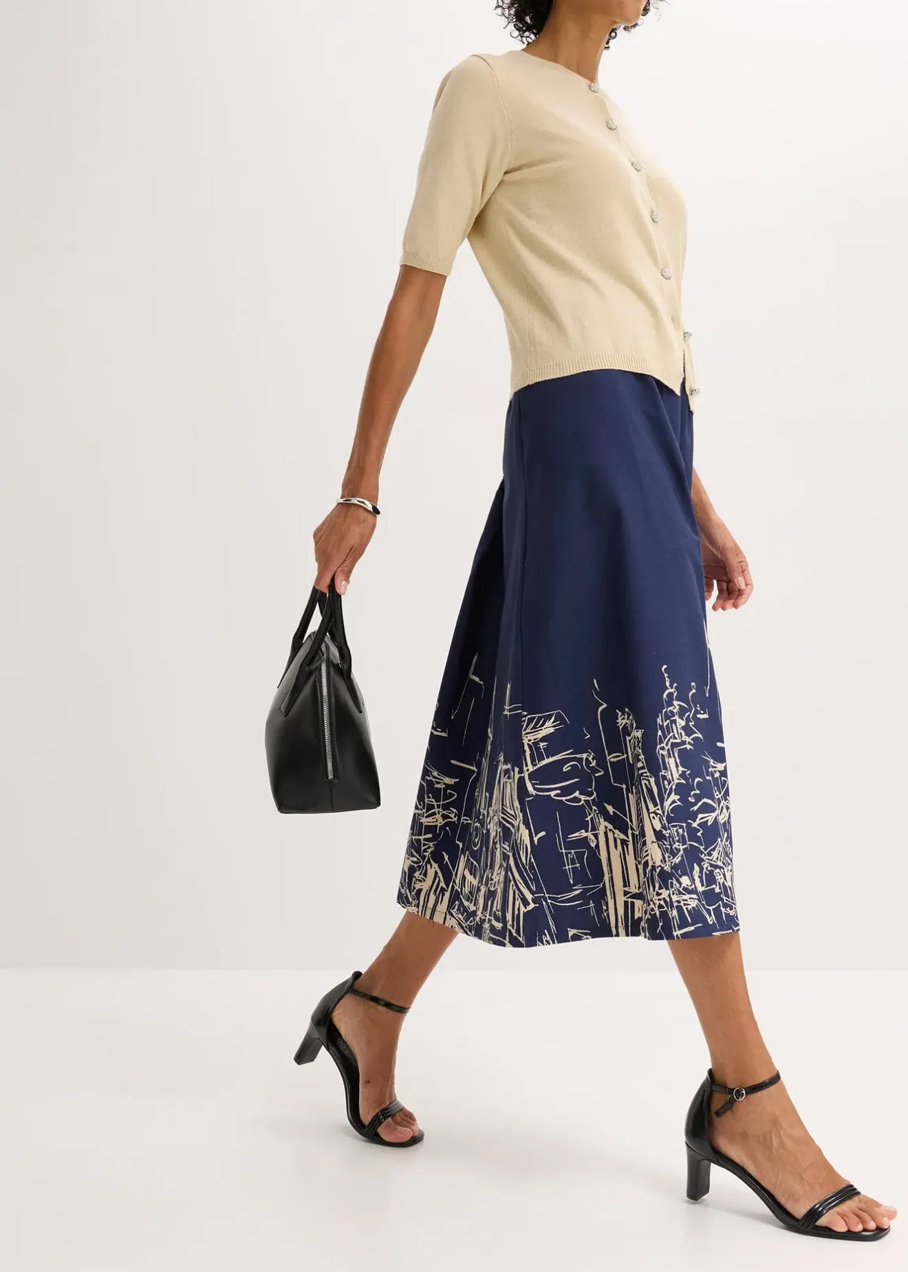 bonprix Jupe midi 100% coton|Femme Jupes