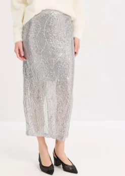 bonprix Jupe midi à sequins|Femme Jupes