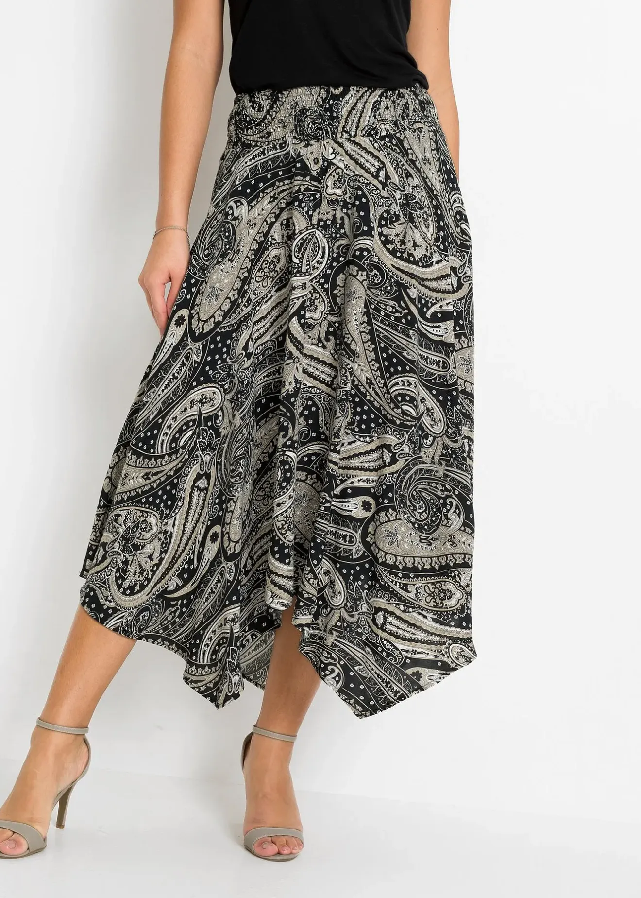 Femme bonprix Jupes|Jupe midi asymétrique 100% viscose