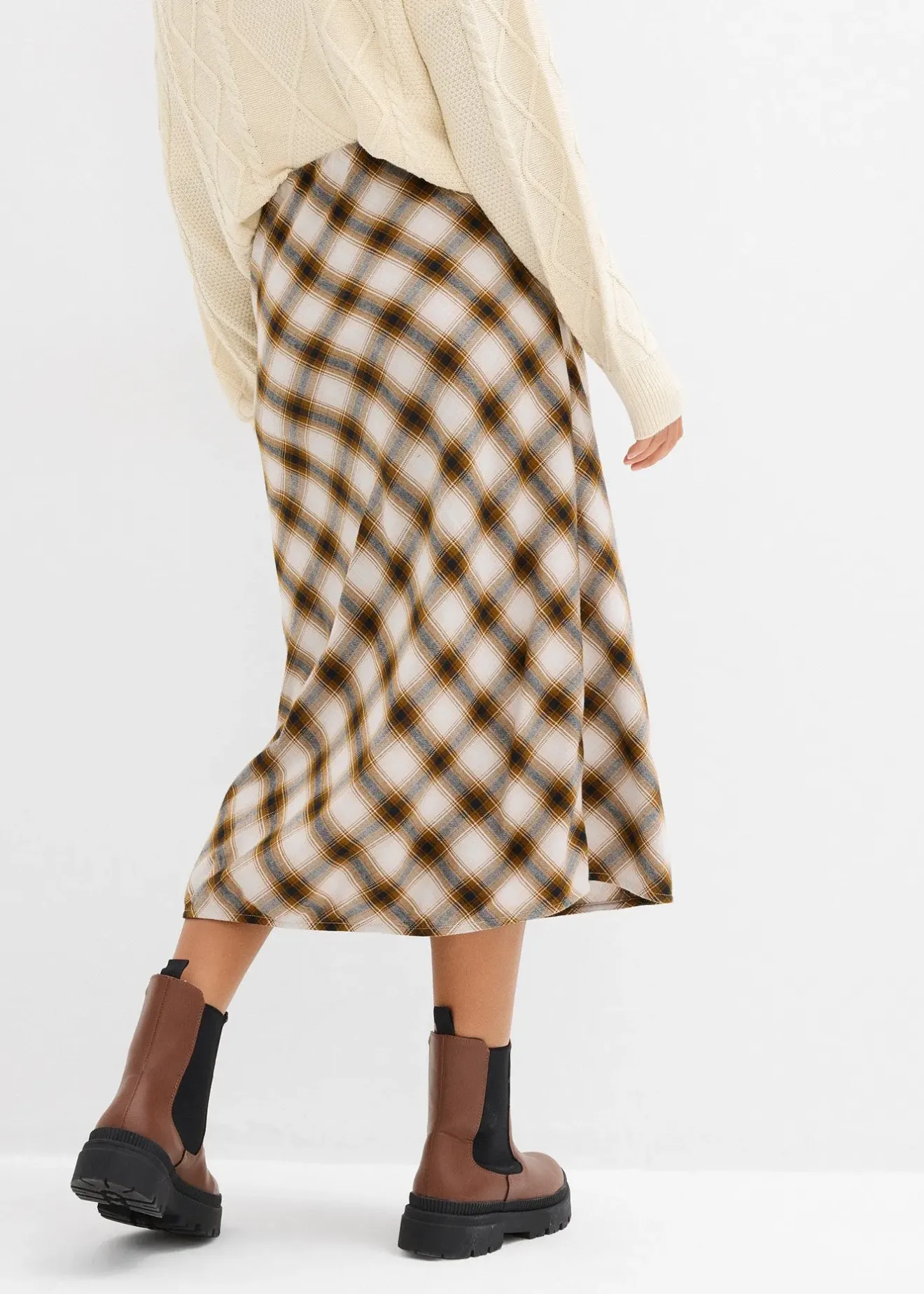 bonprix Jupe midi en flanelle 100% coton|Femme Jupes