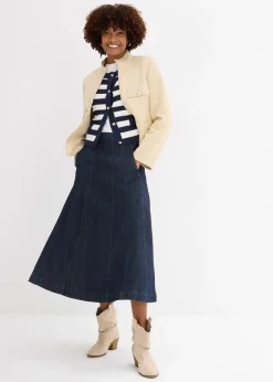 bonprix Jupe midi en jean|Femme Jupes