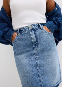 bonprix Jupe midi en jean, peu extensible|Femme Jupes