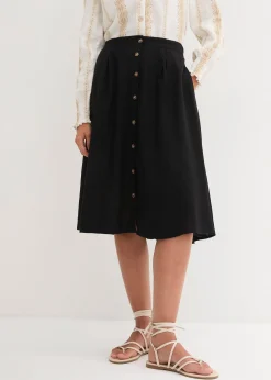 bonprix Jupe midi en lin mélangé|Femme Jupes