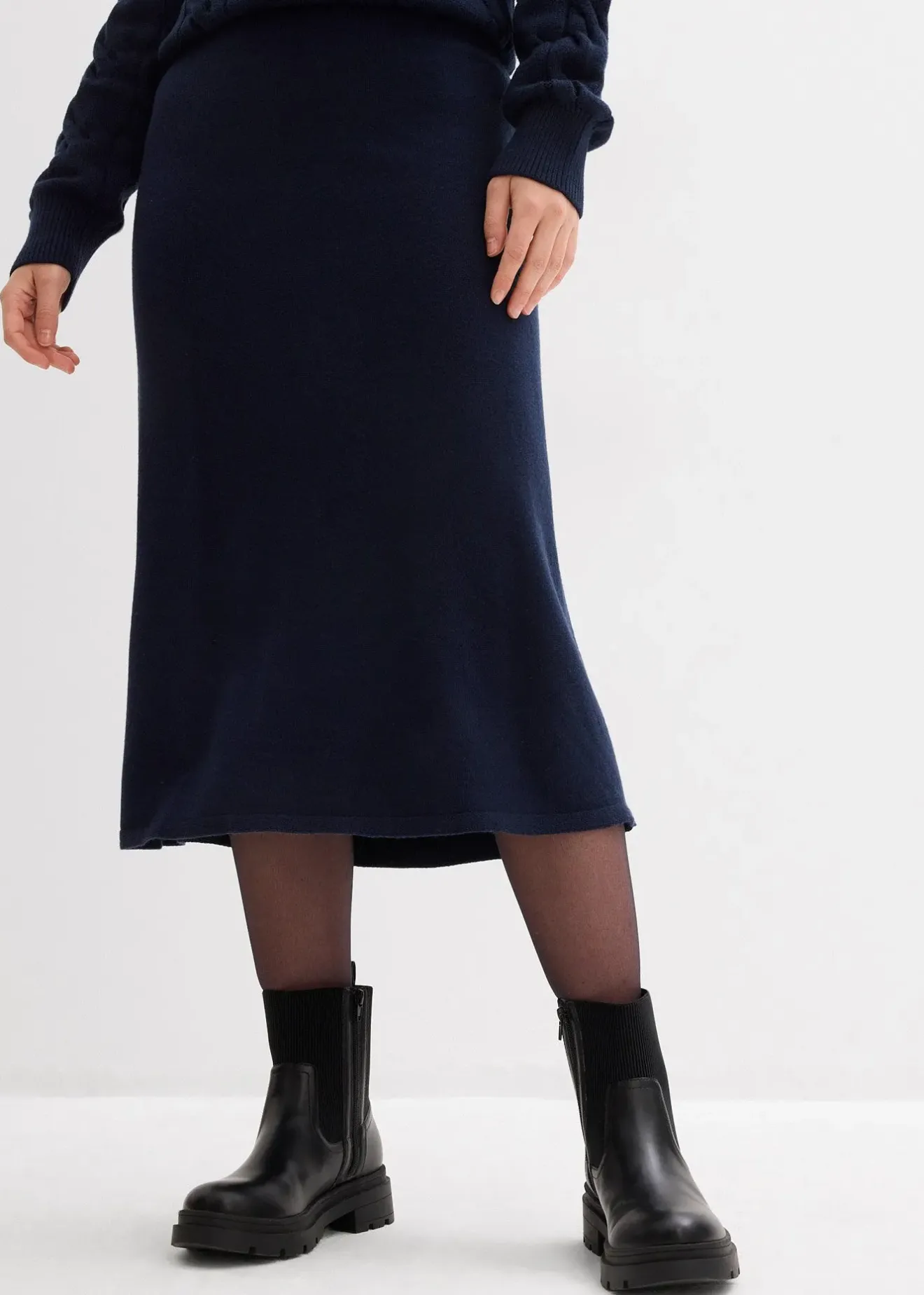 Femme bonprix Jupes|Jupe midi en maille douce