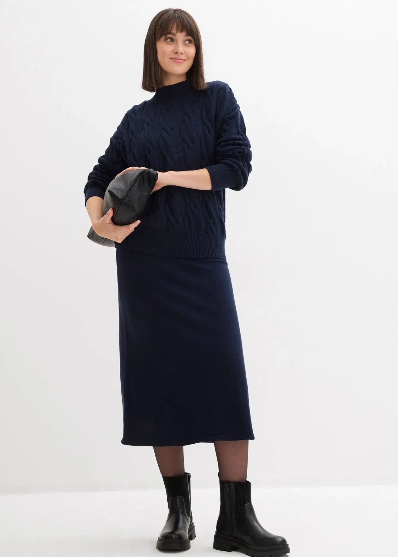 Femme bonprix Jupes|Jupe midi en maille douce