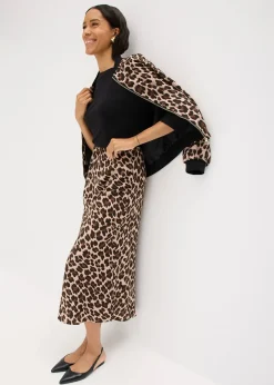 Femme bonprix Jupes|Jupe midi en satin fluide